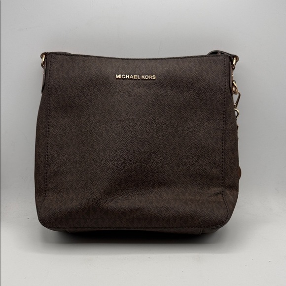 Michael Kors Handbags - Michael Kors JET SET TRAVEL LARGE LOGO MESSENGER BAG Dark Brown Shoulder Bag S27